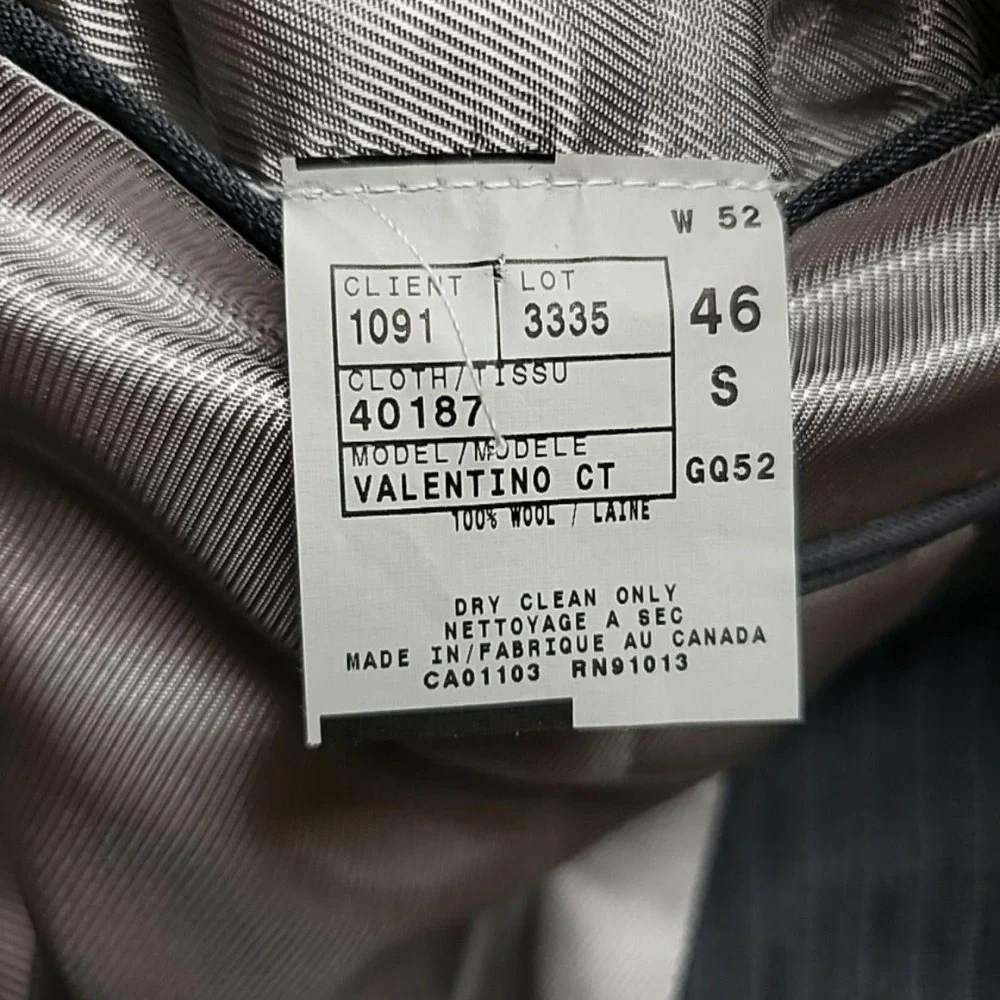 Jack Victor Suit Jacket Mens 46 Short Gray Wool Pinstripe 2 Button Notch Lapel